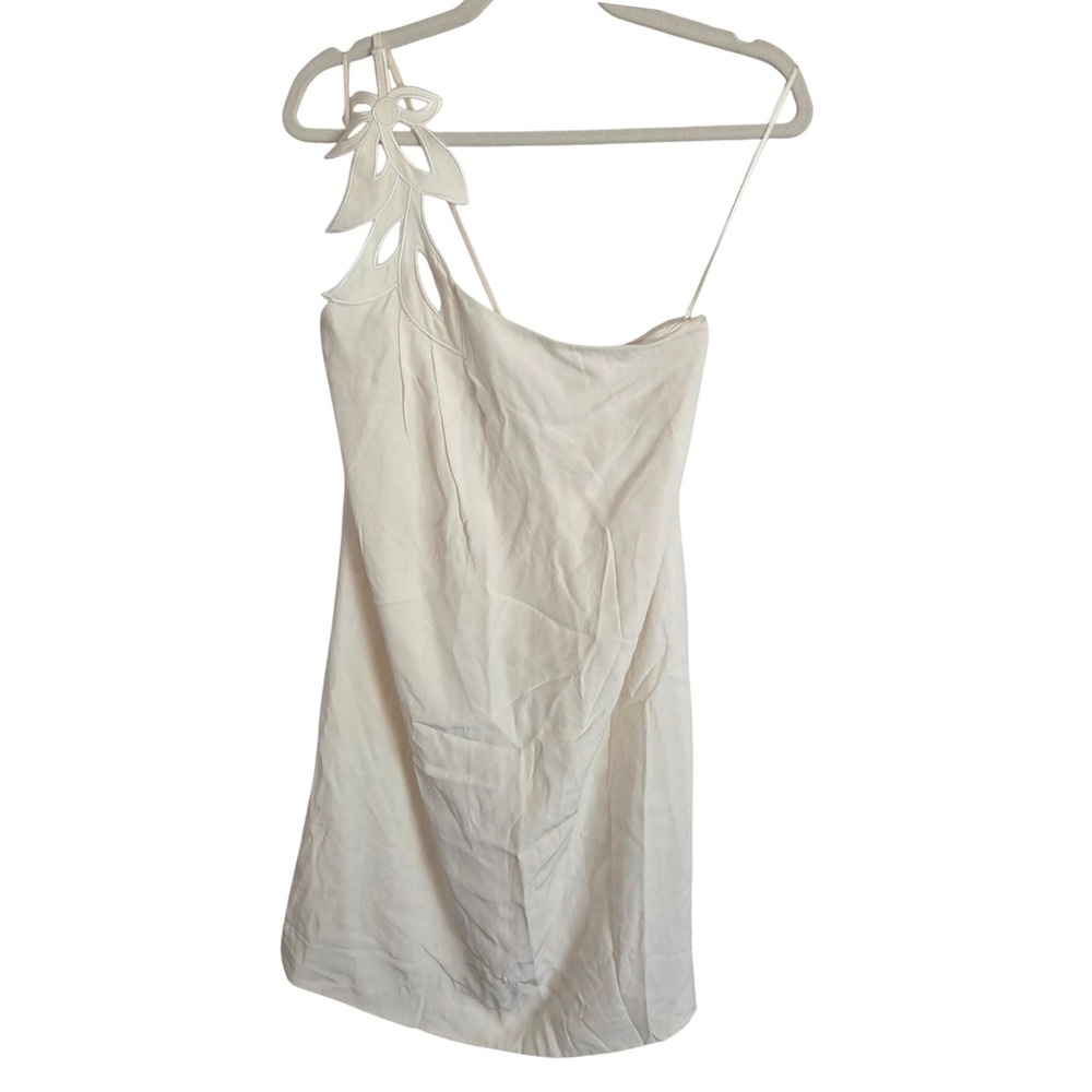 NWT Tibi‎ Cream One Shoulder Dress with Bow Detail Women's Size 6